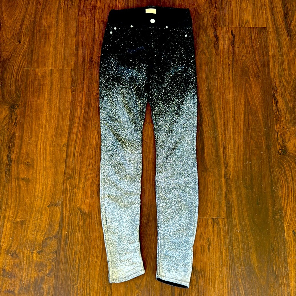Mother black denim pants w/ white paint splatter